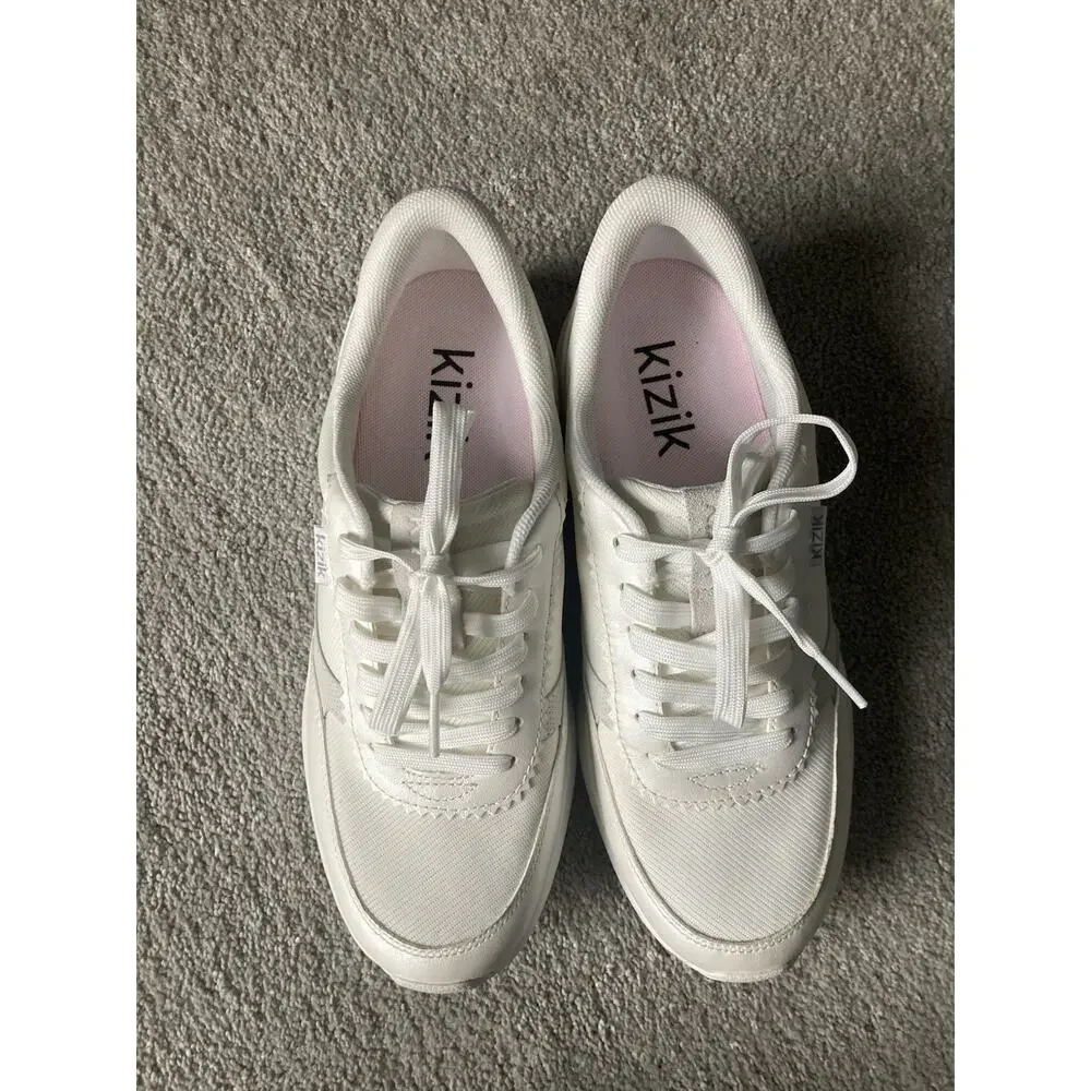 Kizik Women's White Lace-Up Sneakers - Lightweight Everyday Comfort